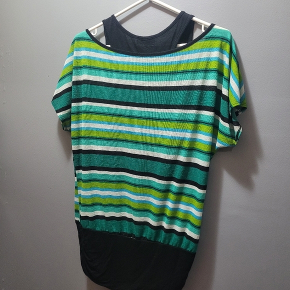 Eclipse Striped Short Sleeve Top L - Picture 6 of 6